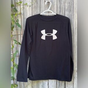 UNDER ARMOR Heat Gear Youth Size L Long Sleeve Black  Shirt